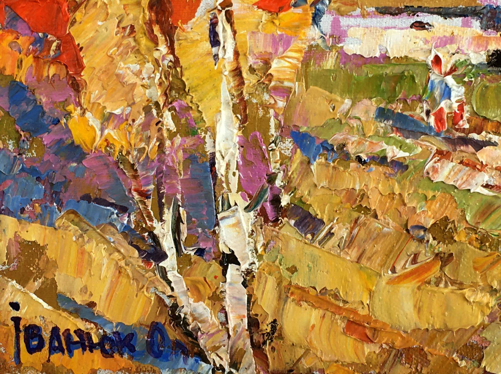 Day d'automne, paysage, impressionnisme Peinture à l'huile originale, prête à être accrochée 2