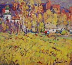 Autumn Day, Landscape Impressionism, Original oil Painting, Ready to Hang