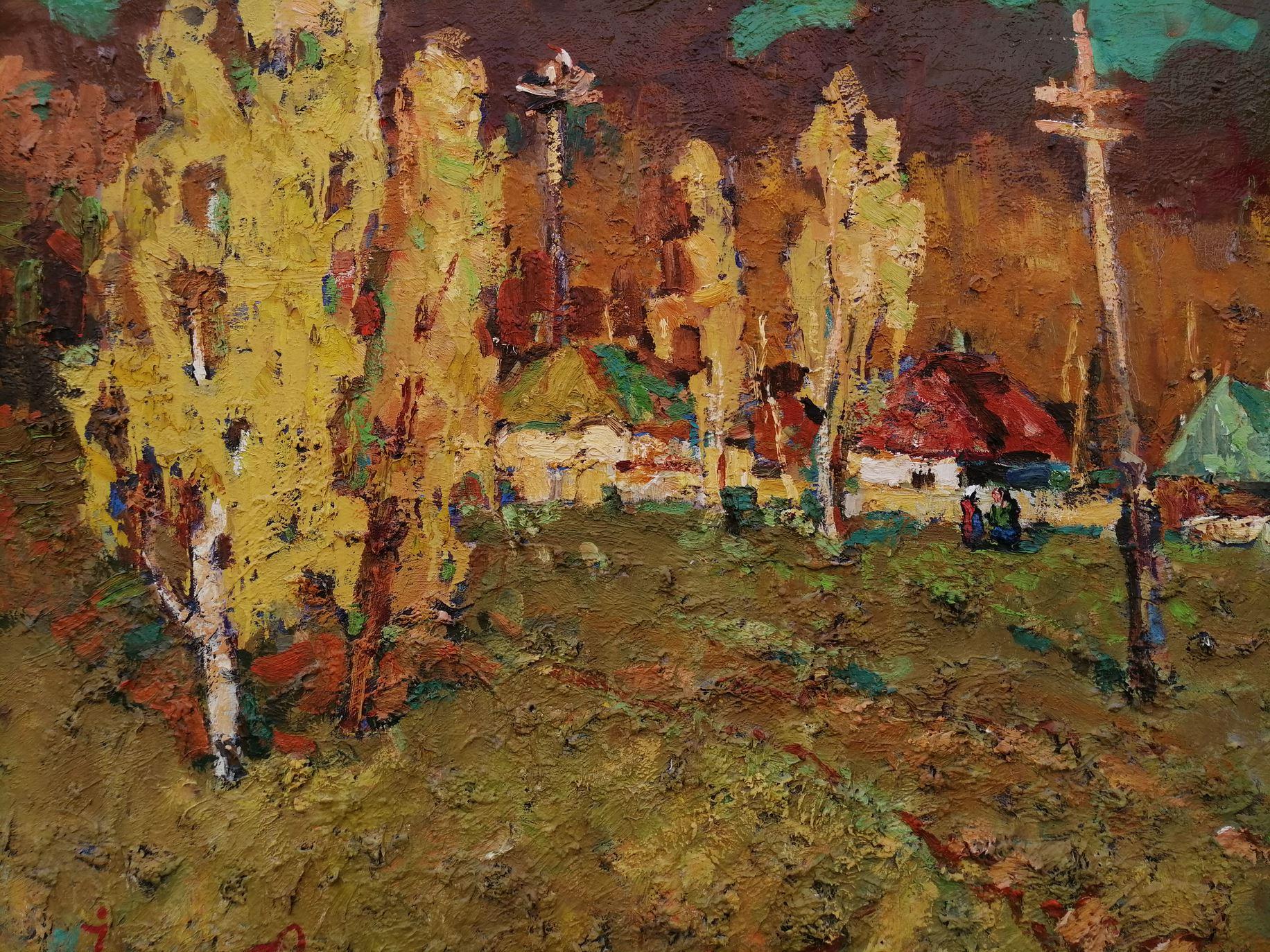 Artist: Alex Kalenyuk 
Work: Original oil painting, handmade artwork, one of a kind 
Medium: Oil on canvas 
Year: 2014
Style: Impressionism
Title: Autumn Evening,
Size: 35.5