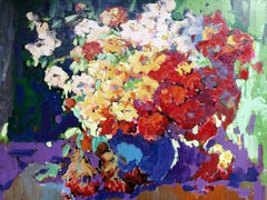 Herbstblumen, Impressionismus, Original-Ölgemälde, hängefertig