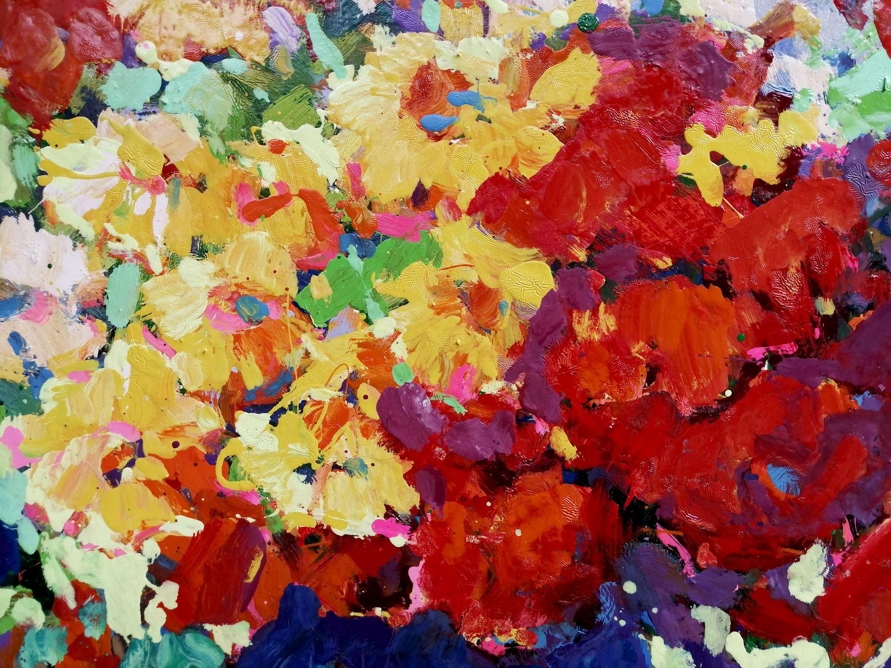 Autumn Flowers, Impressionism, Original oil Painting, Ready to Hang For Sale 2