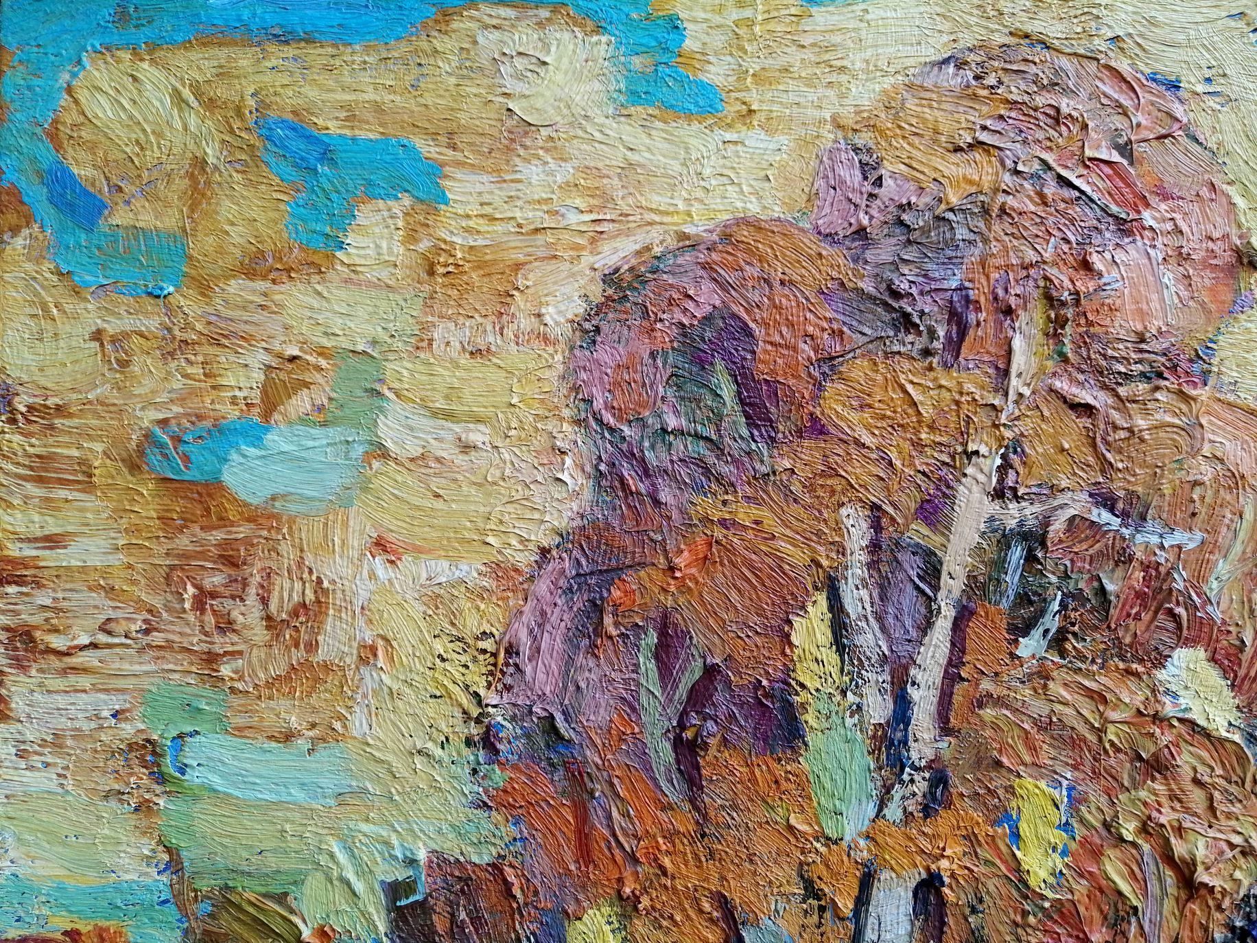 Autumn Golden, Impressionism, Original oil Painting, Ready to Hang For Sale 2