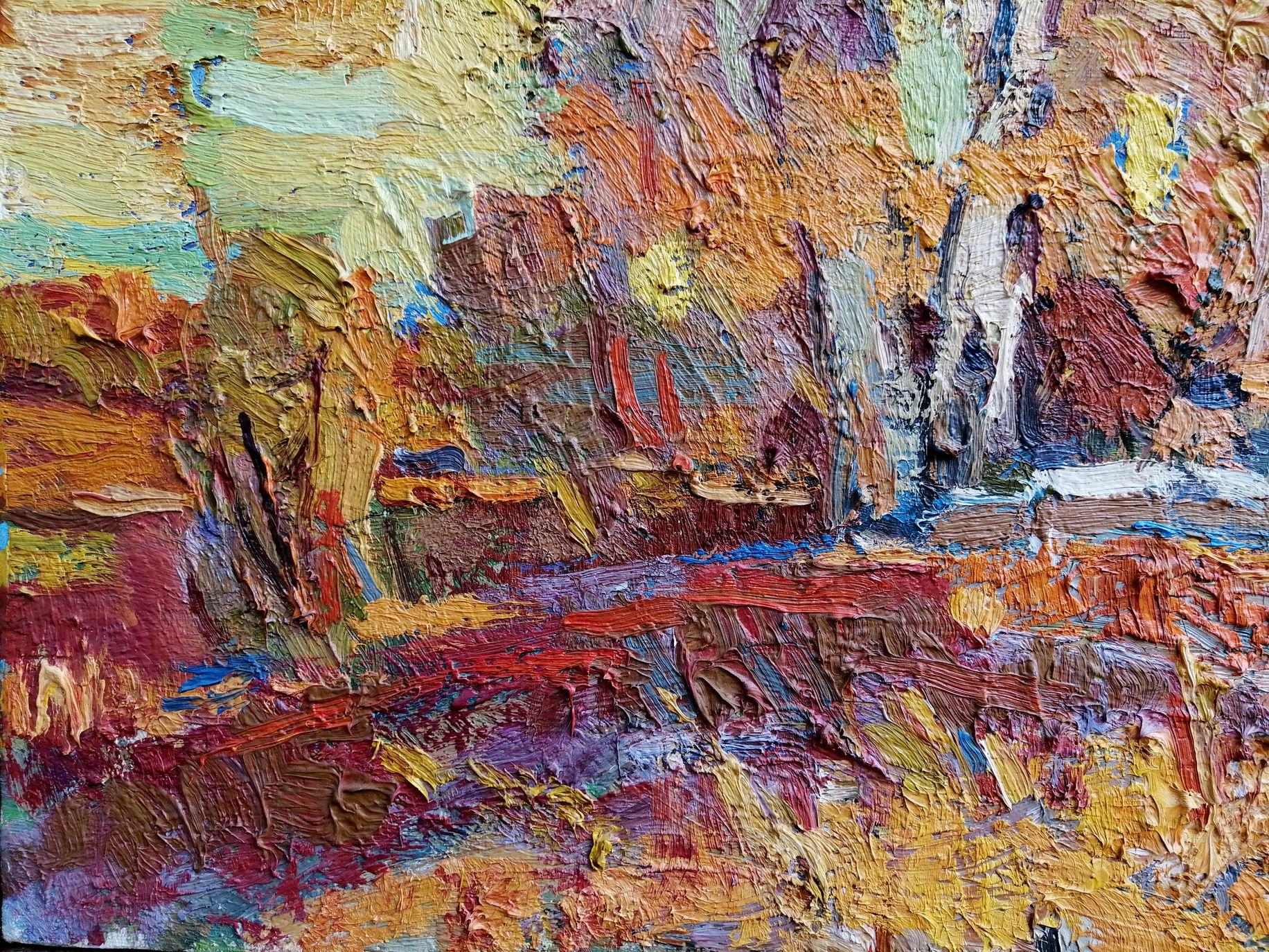Autumn Golden, Impressionism, Original oil Painting, Ready to Hang For Sale 3