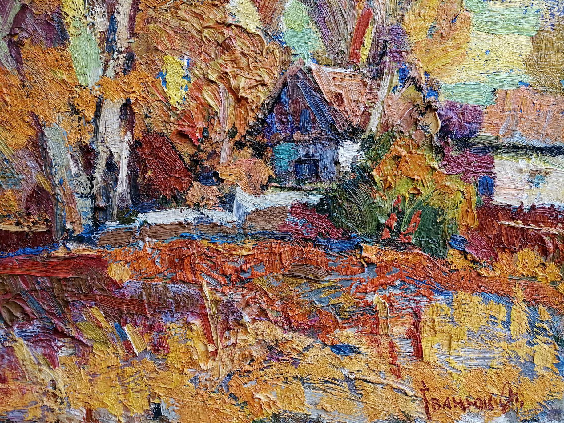 Autumn Golden, Impressionism, Original oil Painting, Ready to Hang For Sale 4