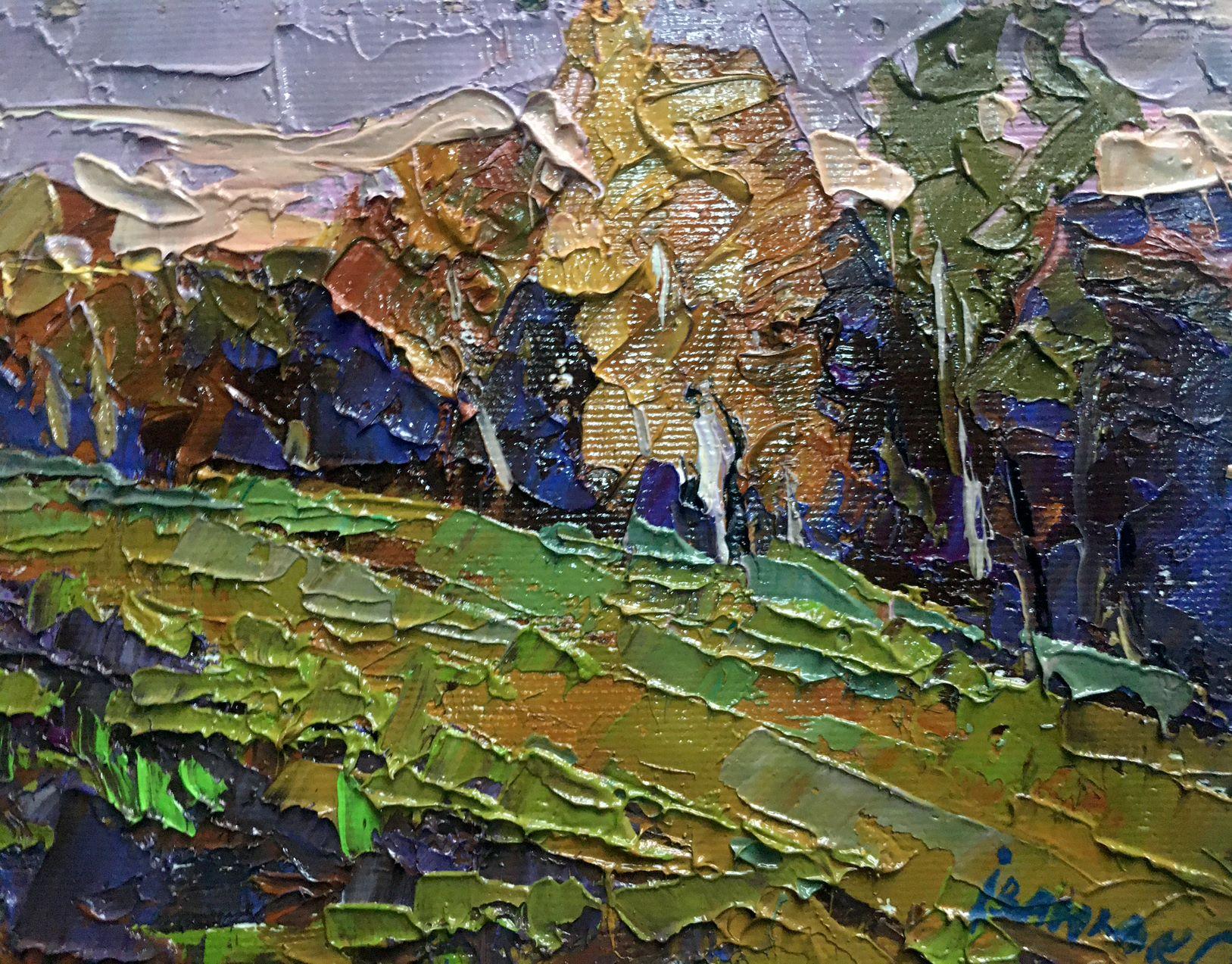 L'automne est froid, paysage, peinture à l'huile originale, prête à être accrochée - Impressionnisme Painting par Alex Kalenyuk  