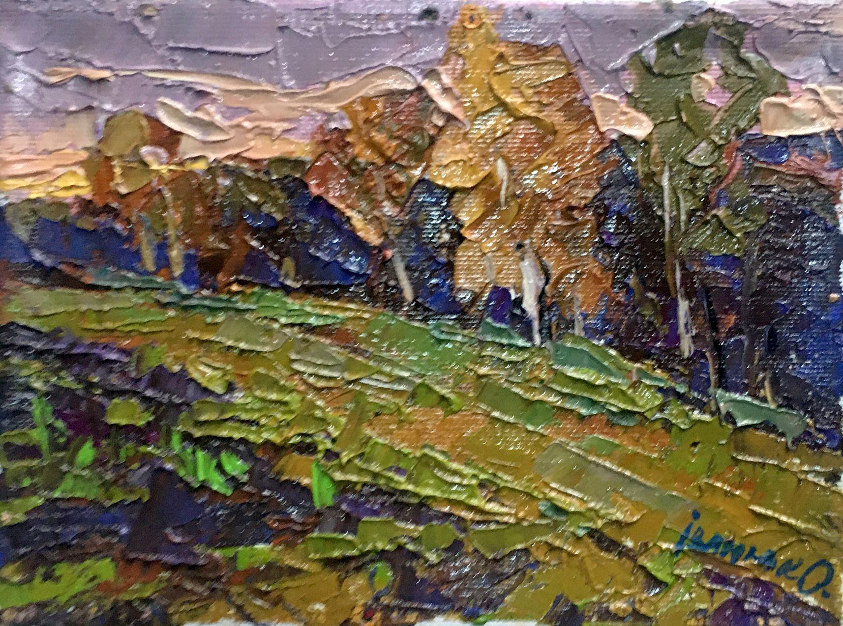 Landscape Painting Alex Kalenyuk   - L'automne est froid, paysage, peinture à l'huile originale, prête à être accrochée