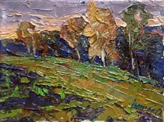 L'automne est froid, paysage, peinture à l'huile originale, prête à être accrochée