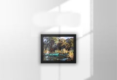 Boatman, Landscape, Original oil Painting, Ready to Hang