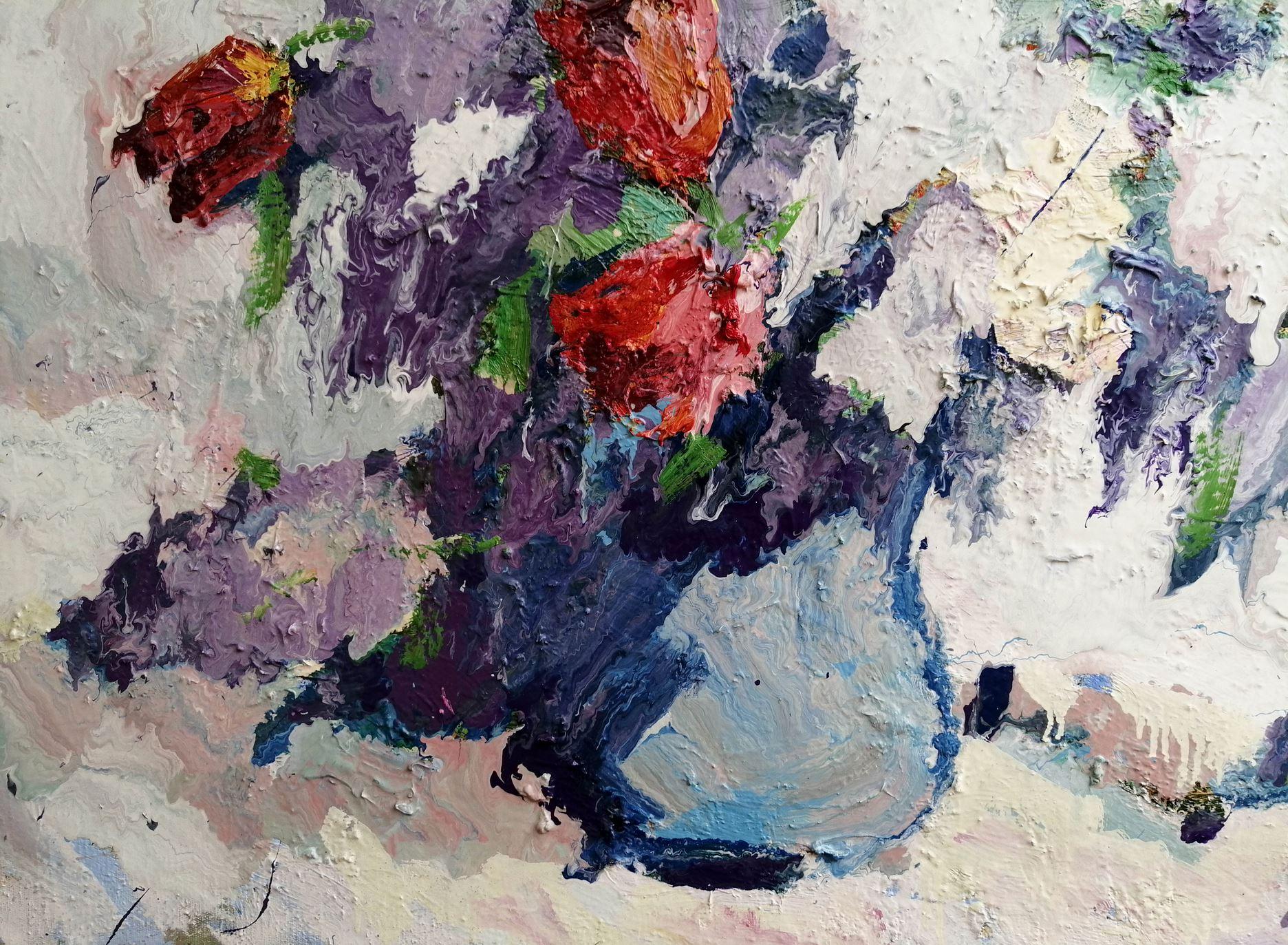 Bouquet of Flowers, Impressionism Original oil Painting, Ready to Hang For Sale 3