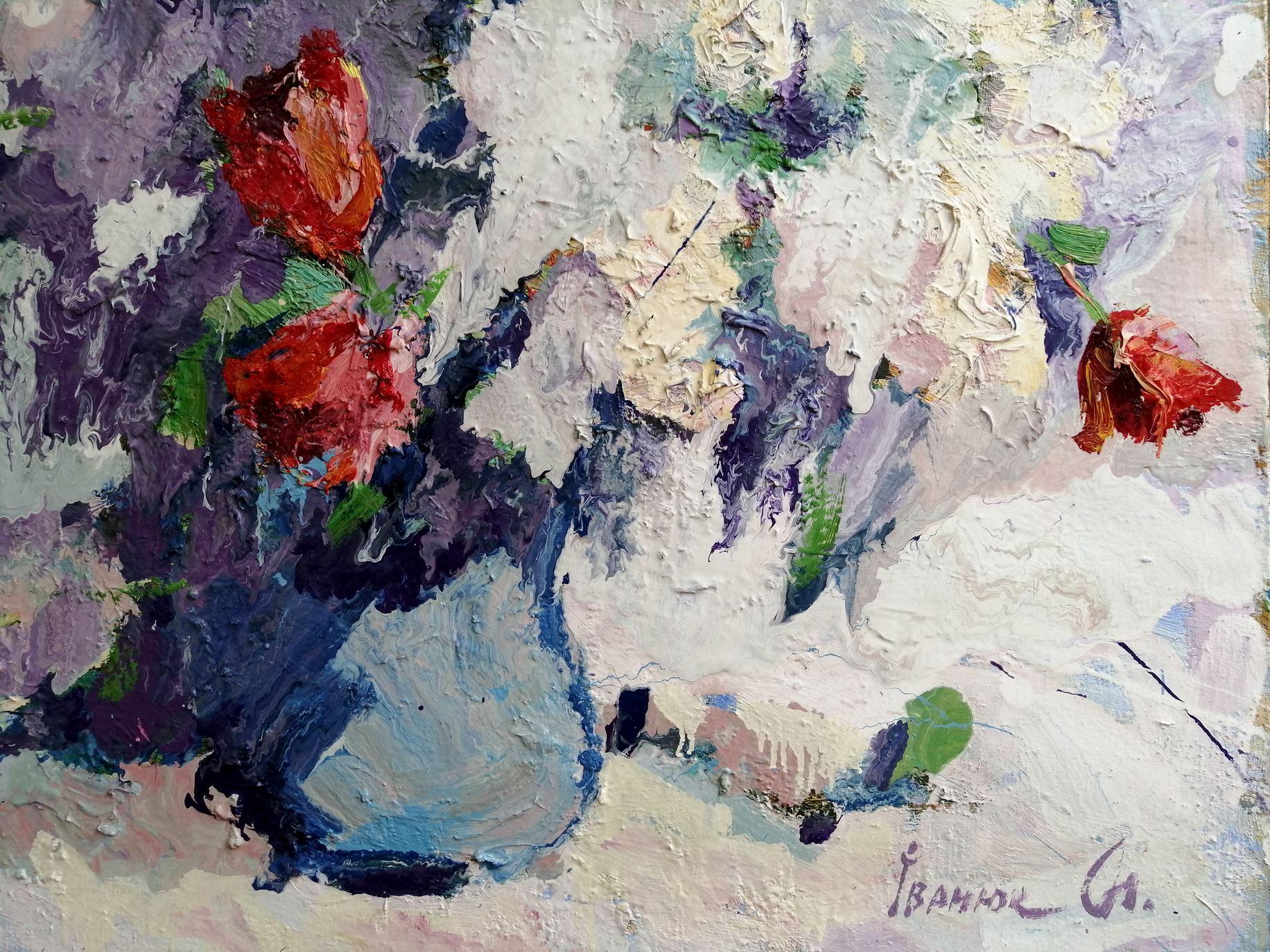 Bouquet of Flowers, Impressionism Original oil Painting, Ready to Hang For Sale 4