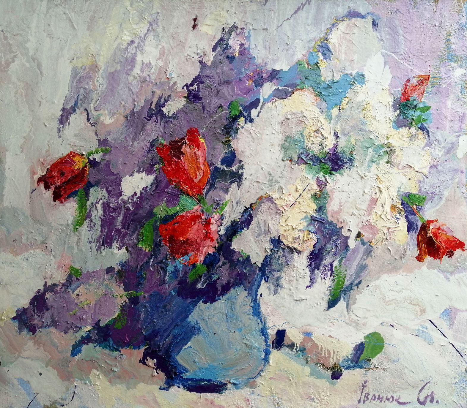 Bouquet of Flowers, Impressionism Original oil Painting, Ready to Hang