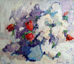Bouquet of Flowers, Impressionism Original oil Painting, Ready to Hang