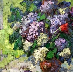 Bouquet of Lilacs, Flowers, Impressionism, Original oil Painting, Ready to Hang