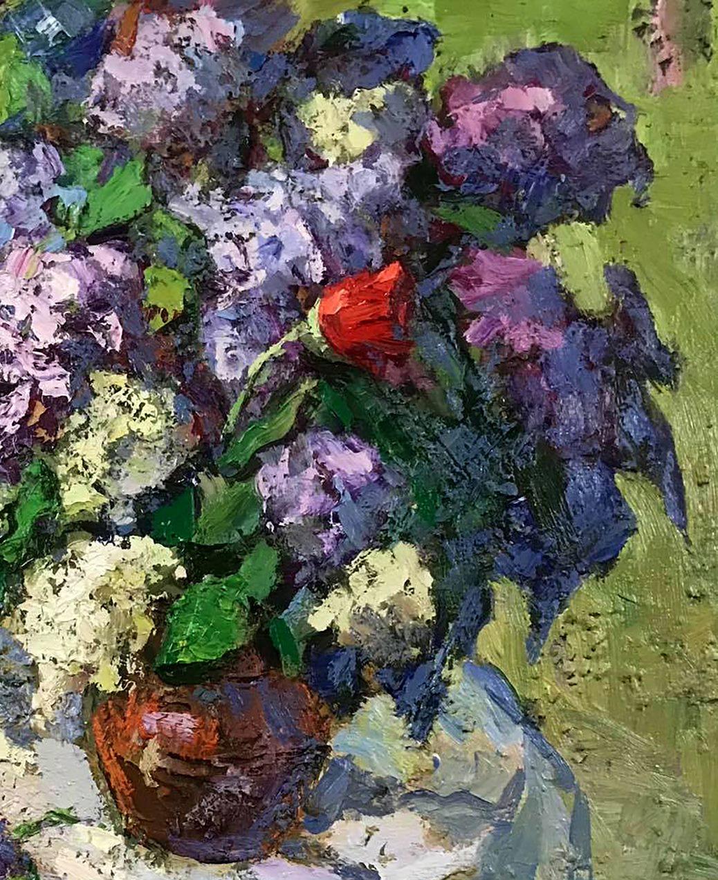 Bouquet of Lilacs, Flowers, Impressionism, Original oil Painting, Ready to Hang For Sale 1