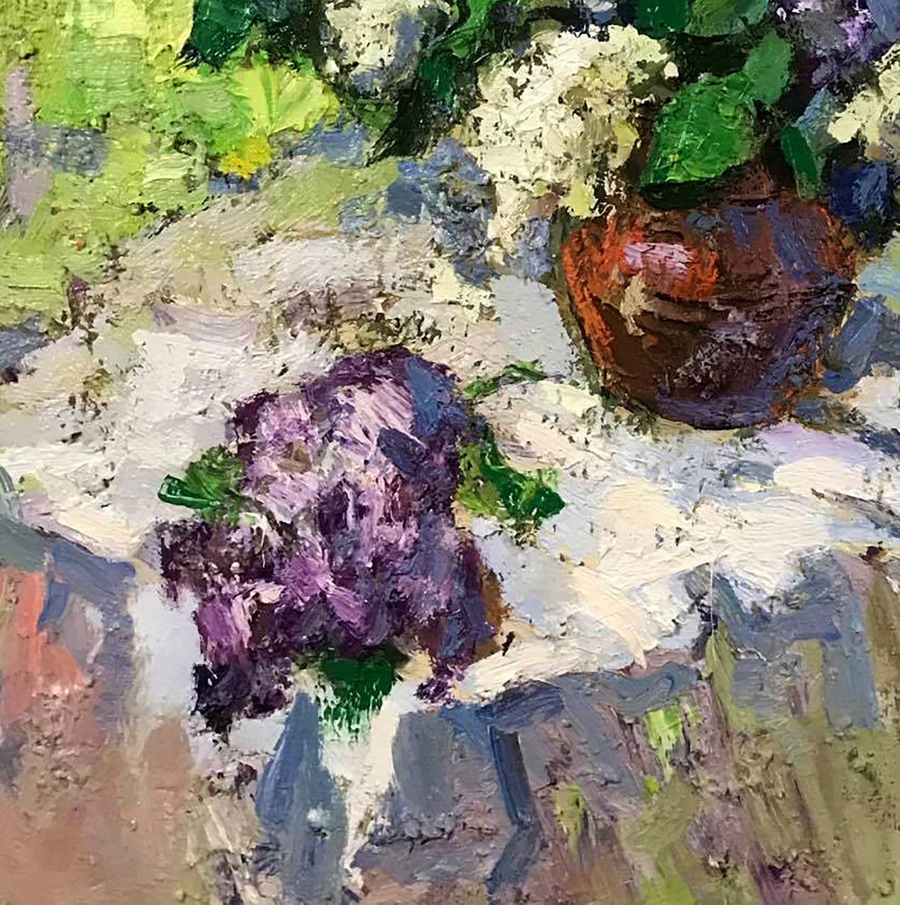 Bouquet of Lilacs, Flowers, Impressionism, Original oil Painting, Ready to Hang For Sale 2