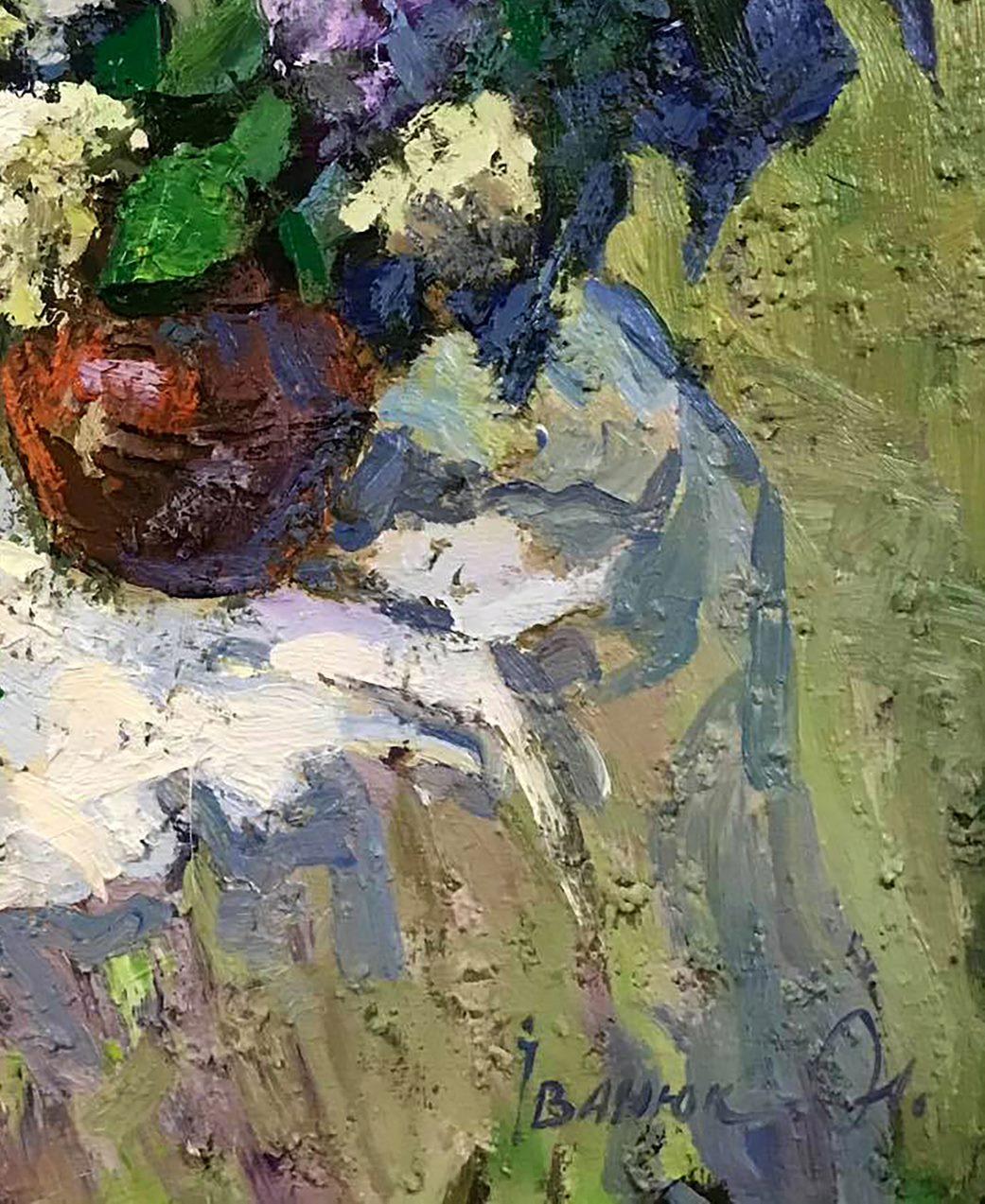 Bouquet of Lilacs, Flowers, Impressionism, Original oil Painting, Ready to Hang For Sale 3
