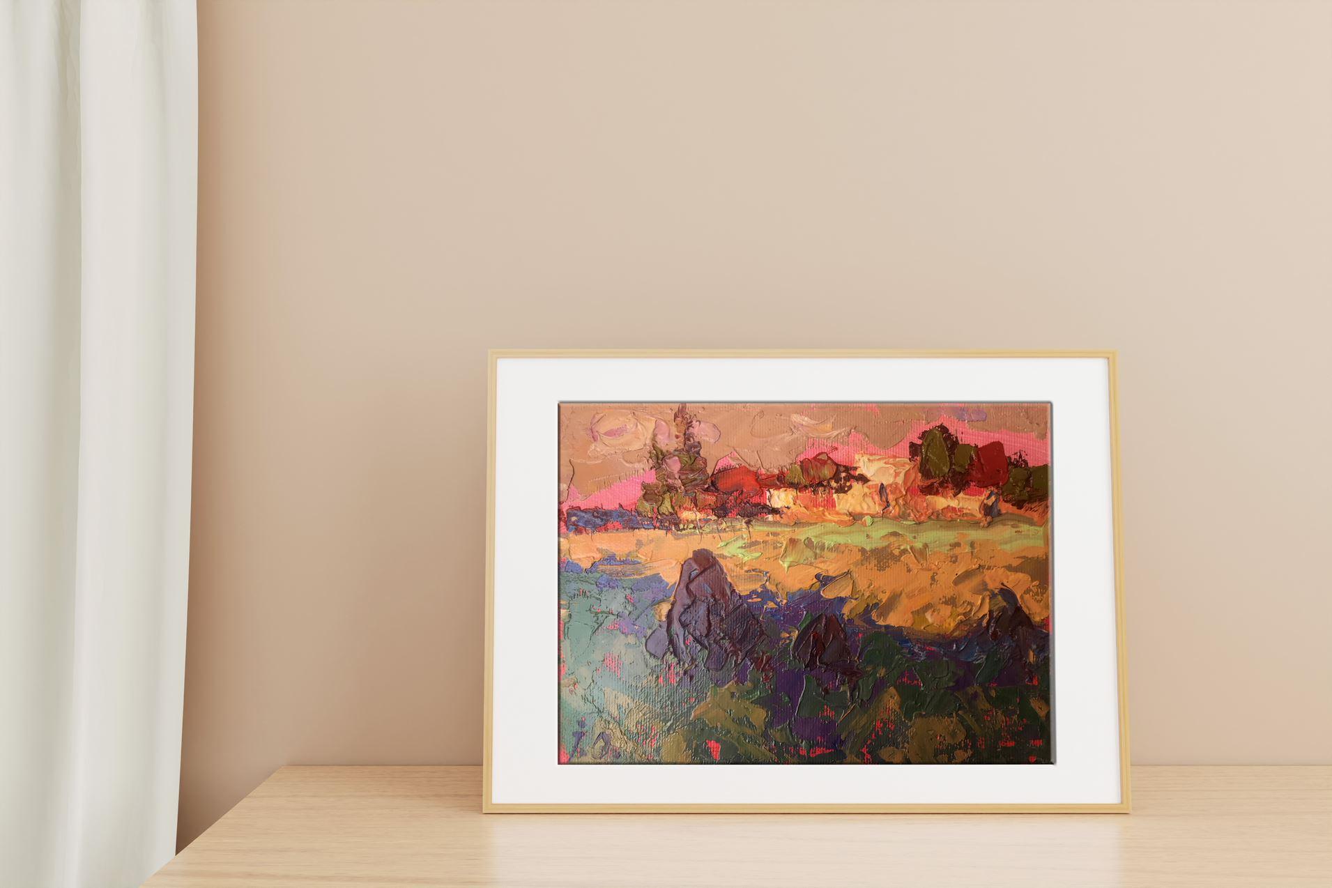 Di sera, Paesaggio, Pittura ad olio originale, pronta per essere appesa - Painting di Alex Kalenyuk  