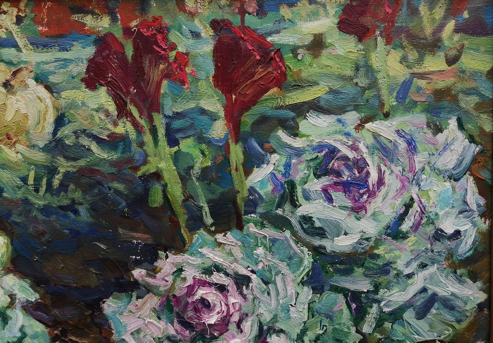 Cabbage in the Garden, Original oil Painting, Ready to Hang For Sale 1