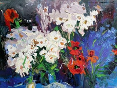 Chamomile and Poppies, Flowers, Original oil Painting, Ready to Hang