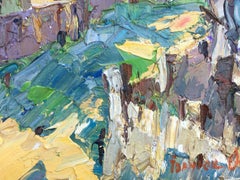 Via dell'infanzia, Paesaggio, Pittura ad olio originale, pronta da appendere