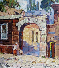 Ciudad de Mariupol, Pintura al óleo original, Lista para colgar