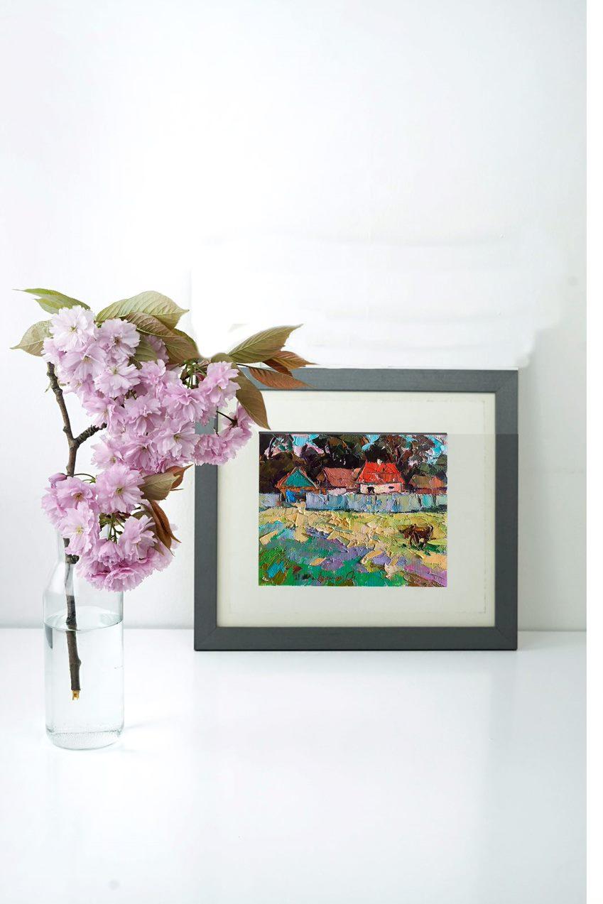 Nature rurale, peinture à l'huile originale, prête à être accrochée - Impressionnisme Painting par Alex Kalenyuk  