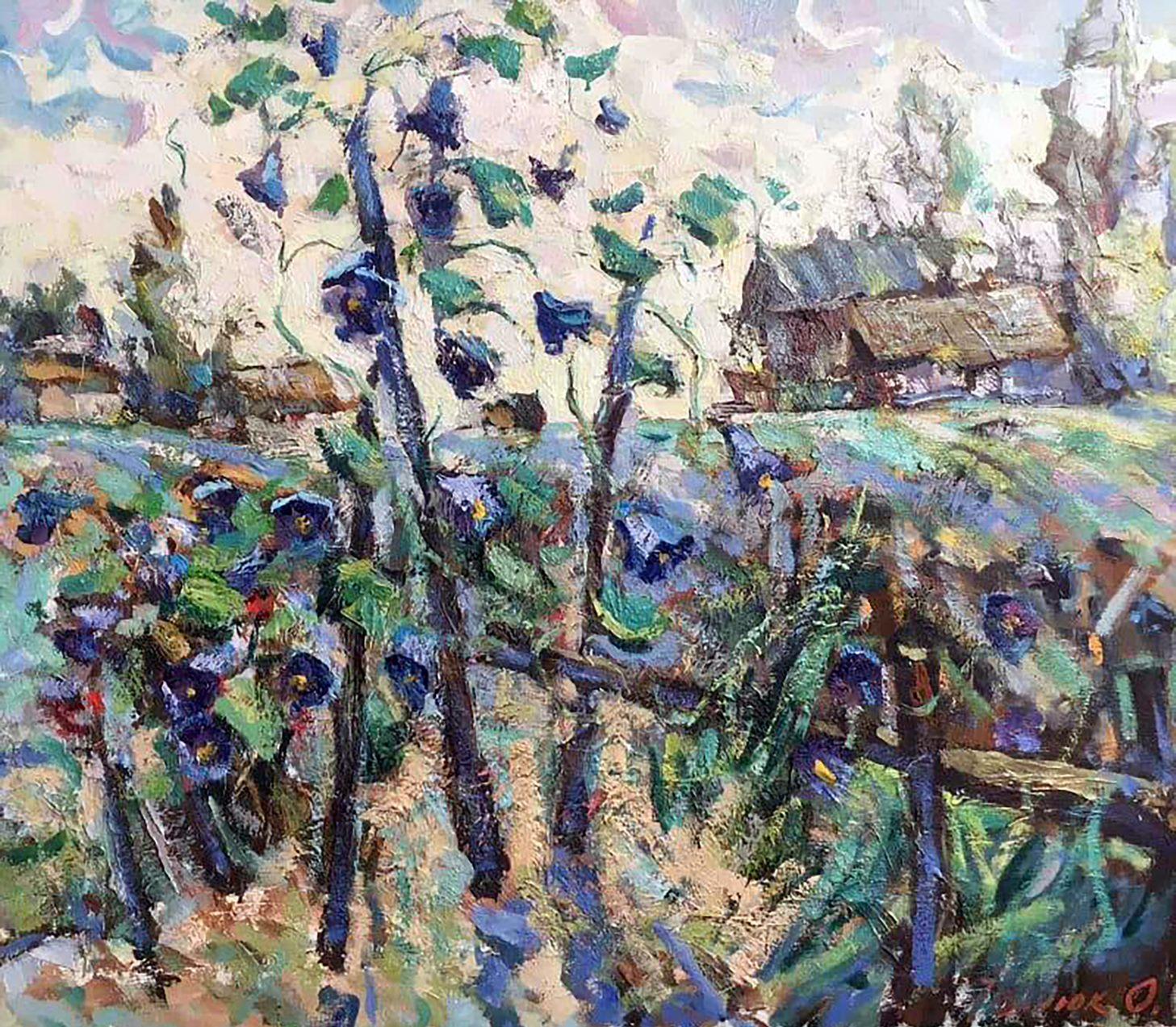 Alex Kalenyuk   Landscape Painting - Country Life, Village, Impressionism, Original oil Painting, Ready to Hang