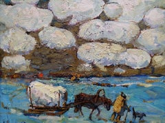 Covered with the Snow, Impressionism, Original oil Painting, Ready to Hang