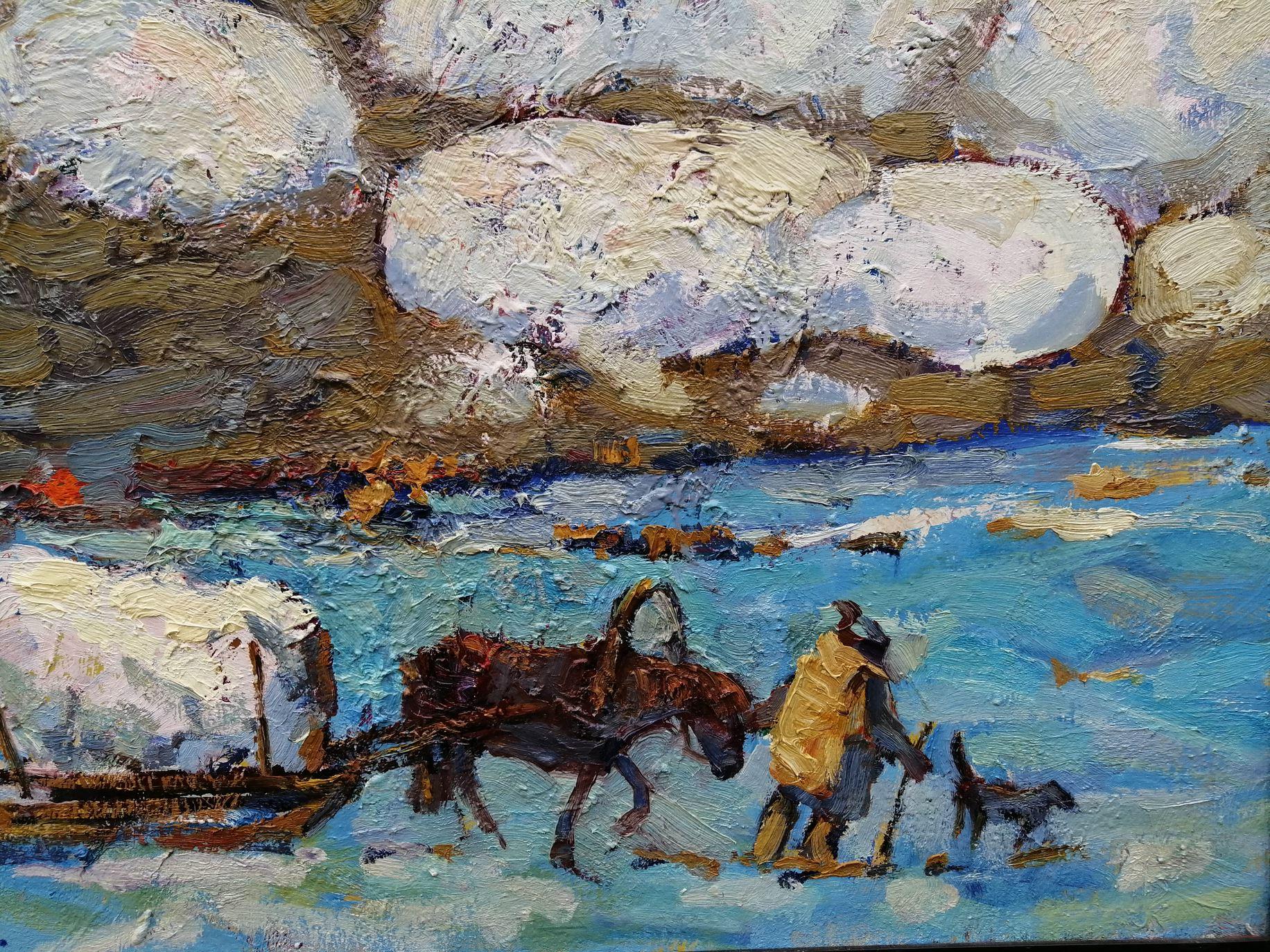 Artist: Alex Kalenyuk 
Work: Original oil painting, handmade artwork, one of a kind 
Medium: Oil on canvas 
Year: 2011
Style: Impressionism
Title: Covered with the Snow, 
Size: 31.5