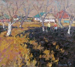 Früher Frühling, Impressionismus, Landschaft, Original-Ölgemälde, hängefertig