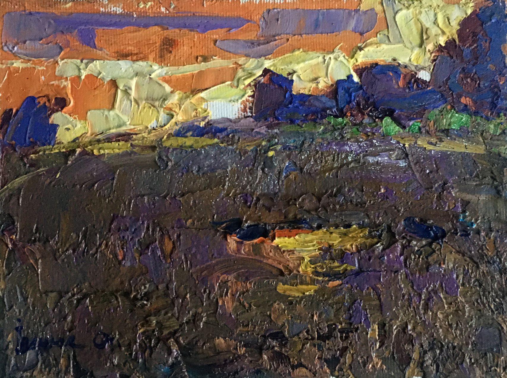 Alex Kalenyuk   Landscape Painting - Evening Glow, Original oil Painting, Ready to Hang