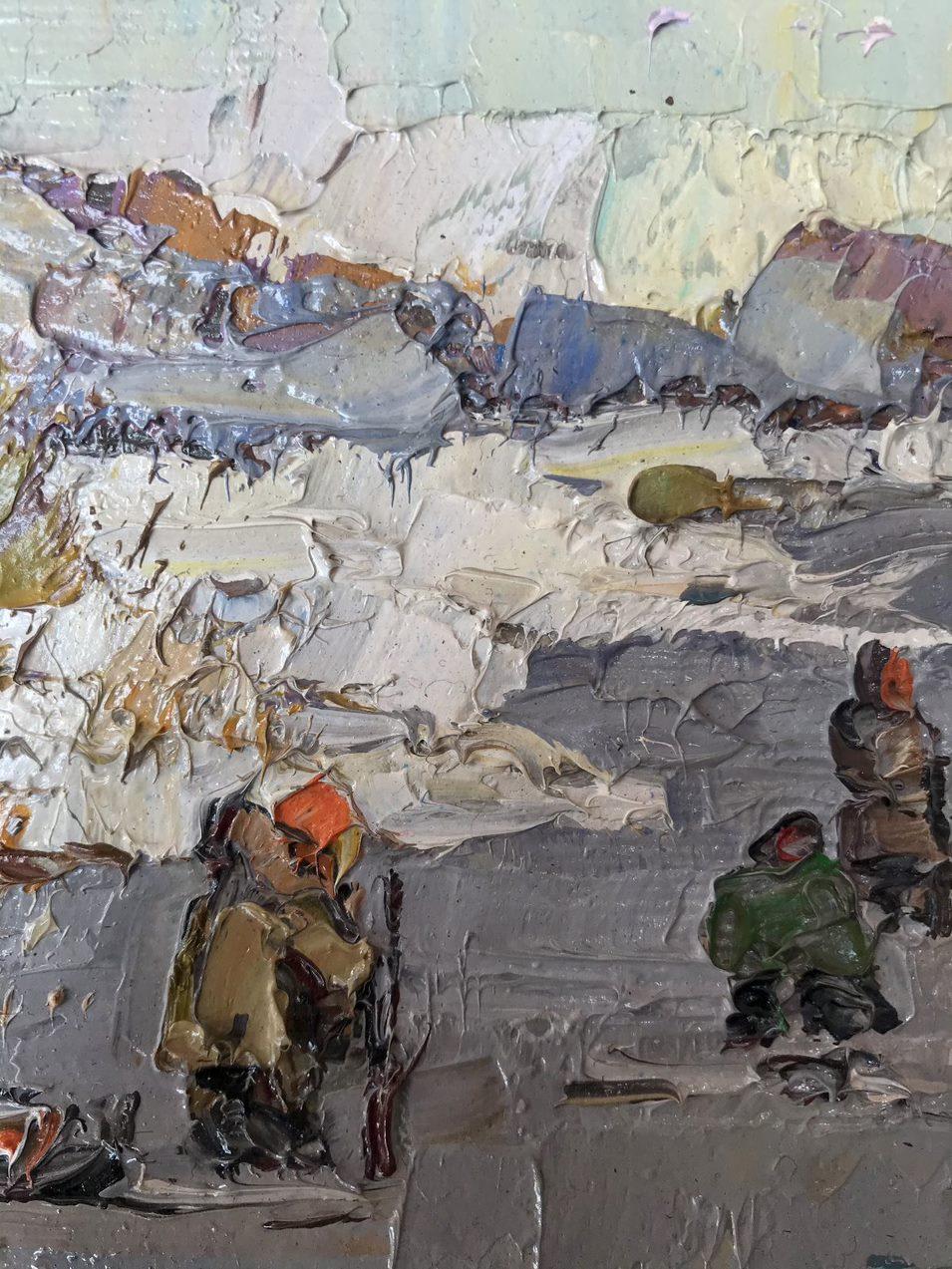 Première glace, peinture à l'huile impressionniste originale, prête à accrocher - Gris Landscape Painting par Alex Kalenyuk  