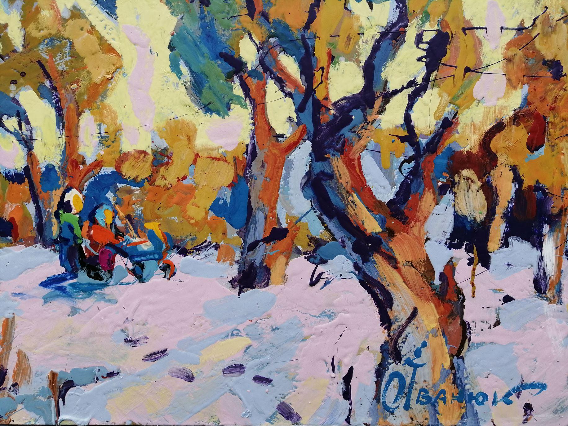 First Snow, Landscape, Impressionism, Original oil Painting, Ready to Hang For Sale 2