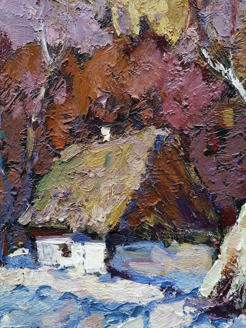 First Snow, Impressionism, Landscape, Original oil Painting, Ready to Hang For Sale 5
