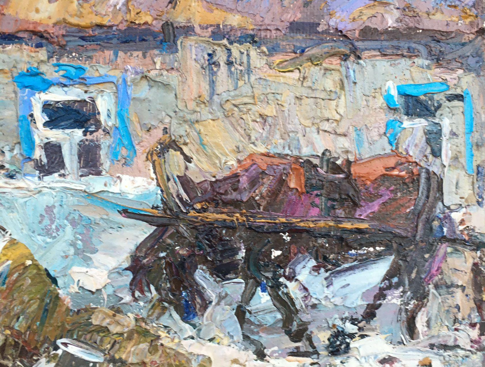 De la route, Village, impressionnisme, peinture à l'huile originale, prête à accrocher - Painting de Alex Kalenyuk  