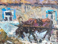 De la route, Village, impressionnisme, peinture à l'huile originale, prête à accrocher