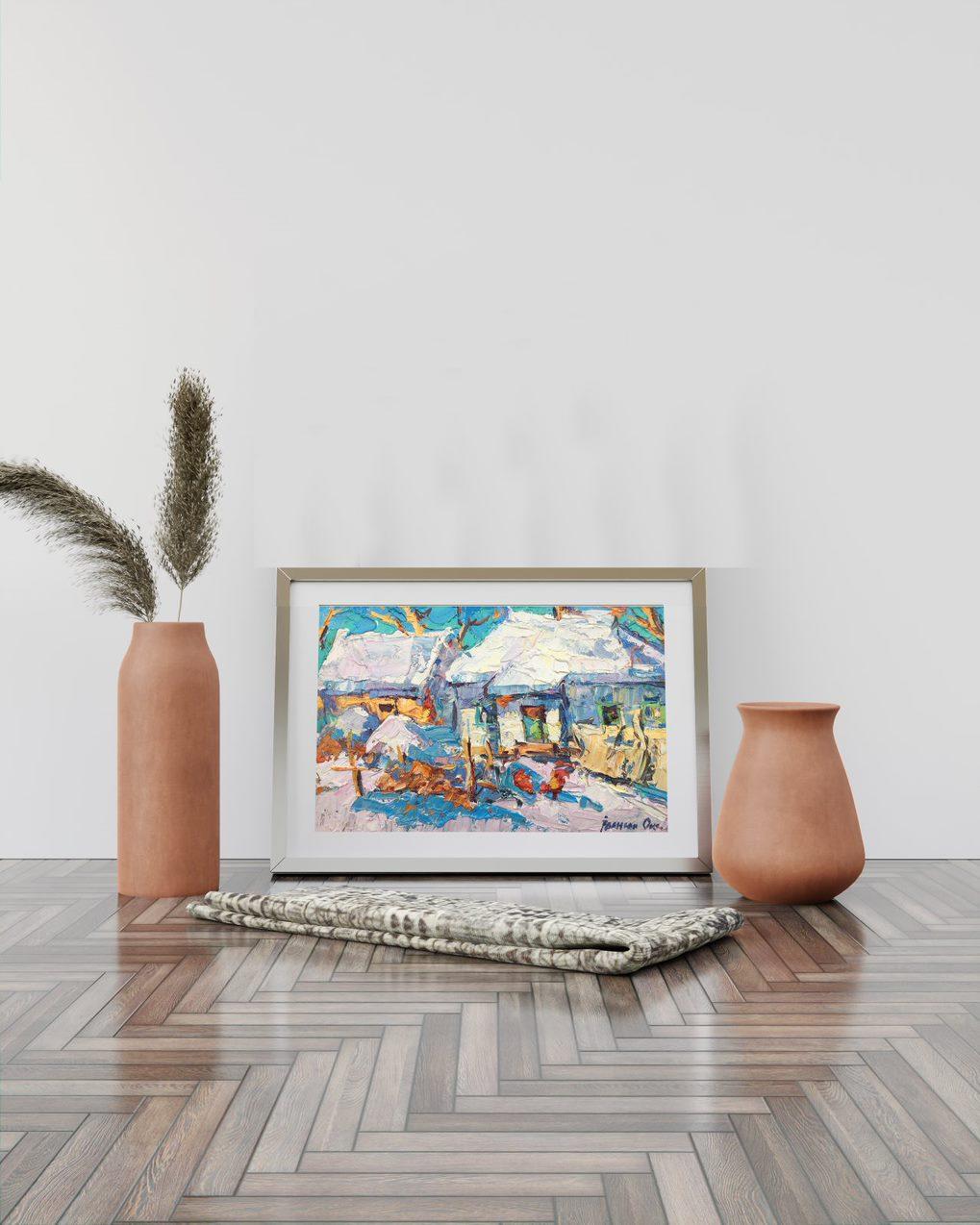 Frosty Day, Landschaft, Original-Ölgemälde in Öl, hängefertig im Angebot 3