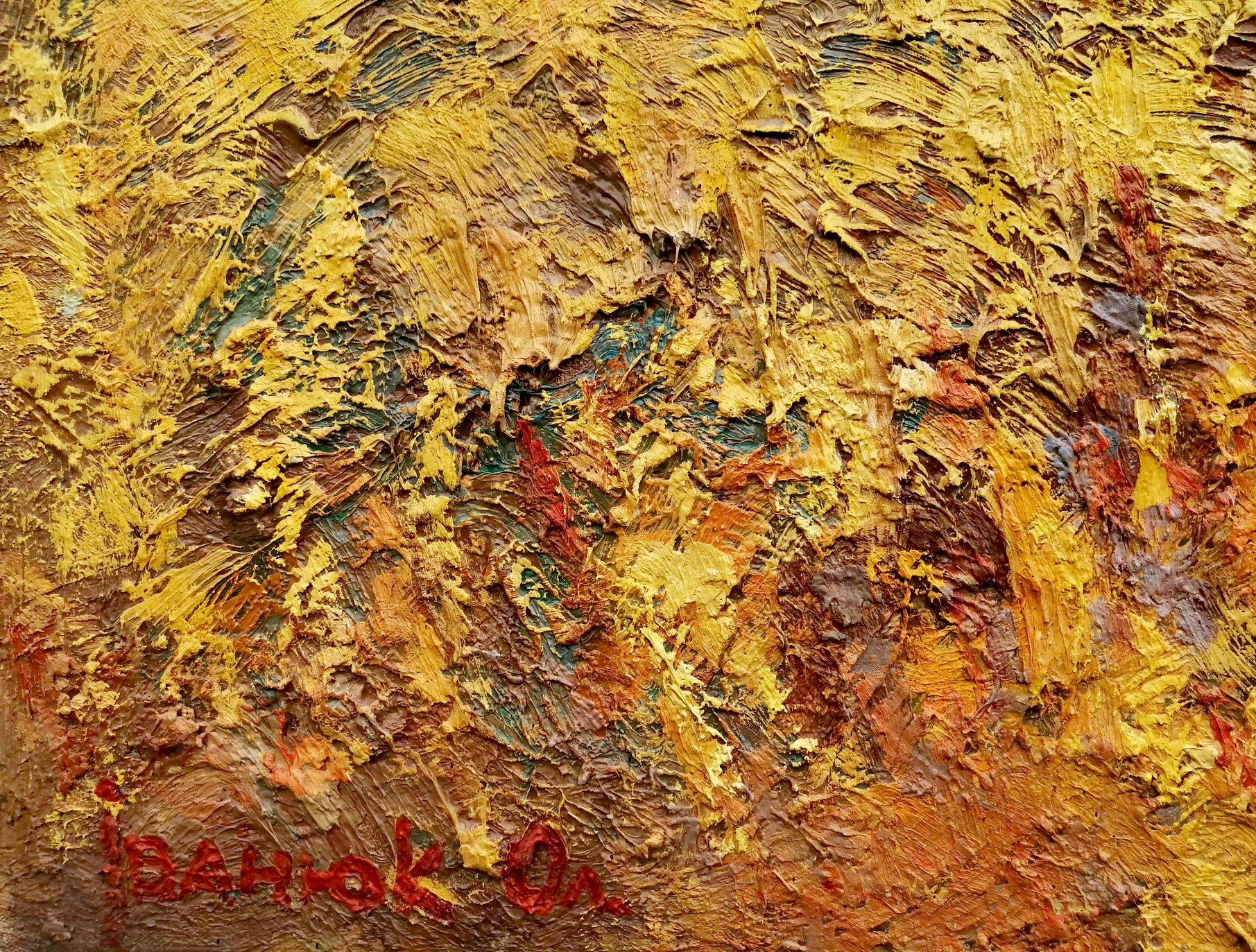 Artistics : Alex Kalenyuk 
Oeuvre : Peinture à l'huile originale, œuvre d'art faite à la main, unique en son genre. 
Médium : Huile sur toile 
Année : 2009
Style : Impressionnisme
Titre : Chaume d'or,
Taille : 39