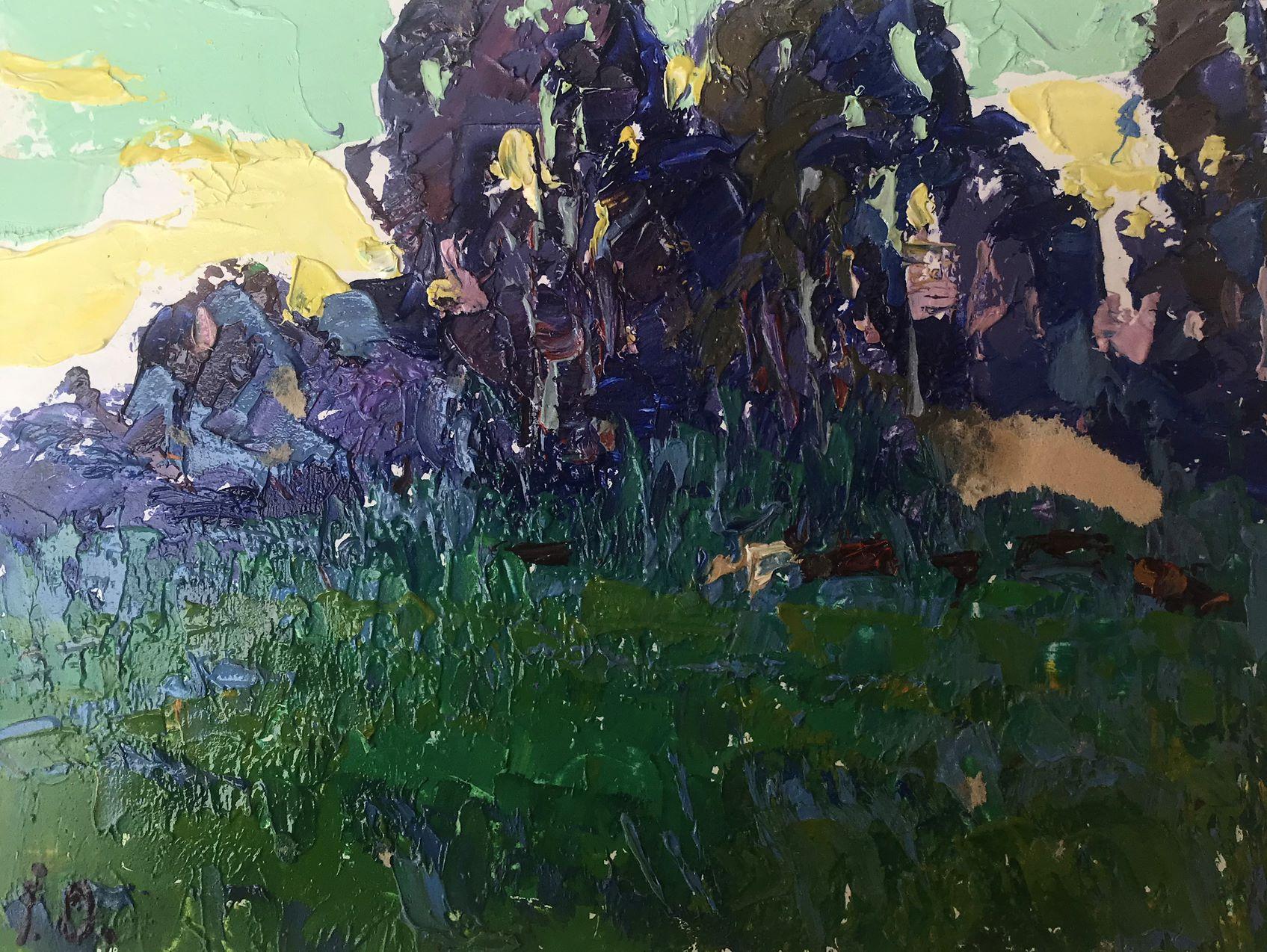 Grass in the Field, Impressionism, Original oil Painting, Ready to Hang