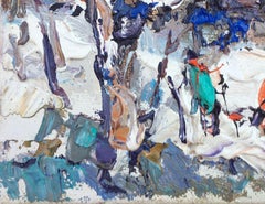 Holidays, Village, Impressionism, Original oil Painting, Ready to Hang