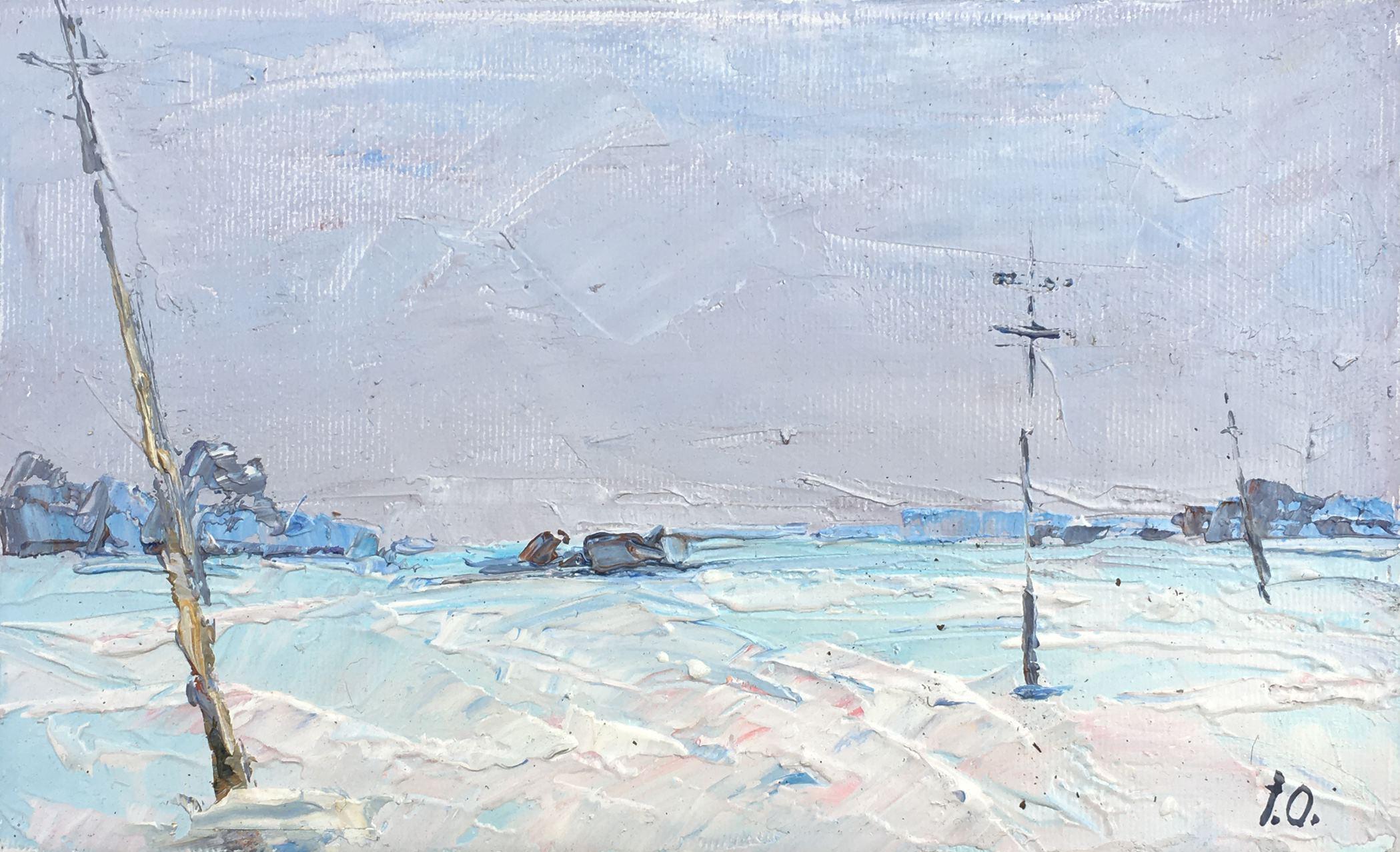 Landscape Painting Alex Kalenyuk   - In the distance, impressionnisme, peinture à l'huile originale, prête à accrocher
