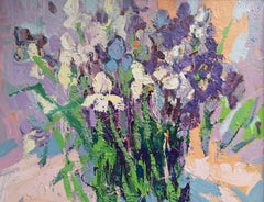 Irises, Flowers, Impressionism Original oil Painting, Ready to Hang