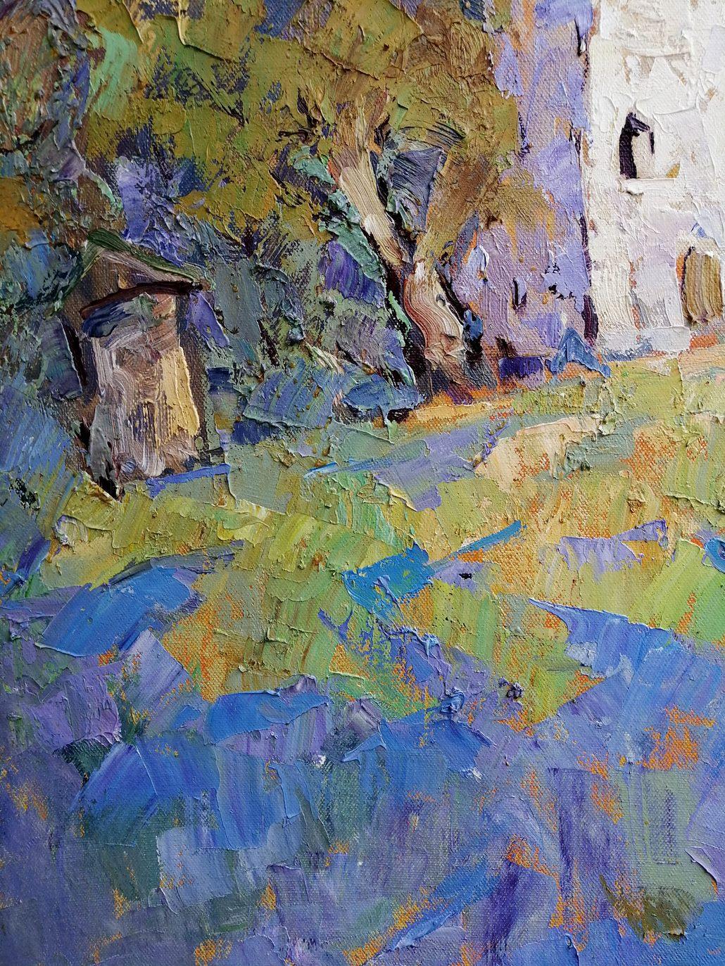 Artista: Alex Kalenyuk 
Obra: Pintura al óleo original, obra de arte hecha a mano, única en su género 
Técnica: Óleo sobre lienzo 
Año: 2015
Estilo: Impresionismo
Título: Paisaje con una Iglesia, 
Tamaño: 31,5
