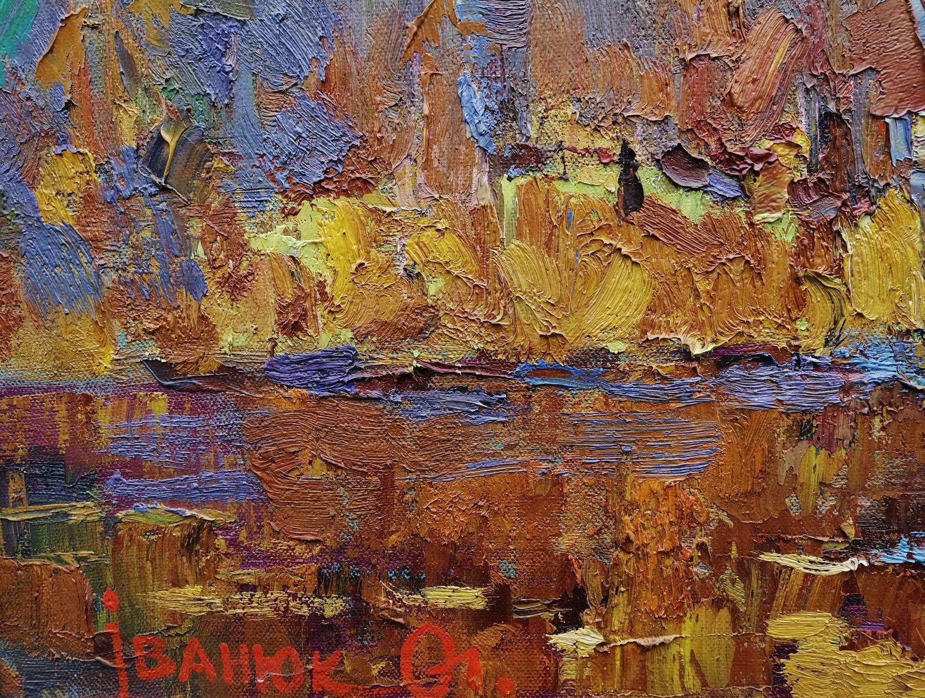 Paisaje con una iglesia, Pintura al óleo original, Lista para colgar 2