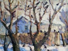 Last Snow, Winter, Impressionism, Original oil Painting, Ready to Hang