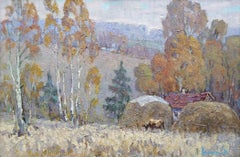 Später Herbst, Impressionismus, Landschaft, Original-Ölgemälde, hängefertig