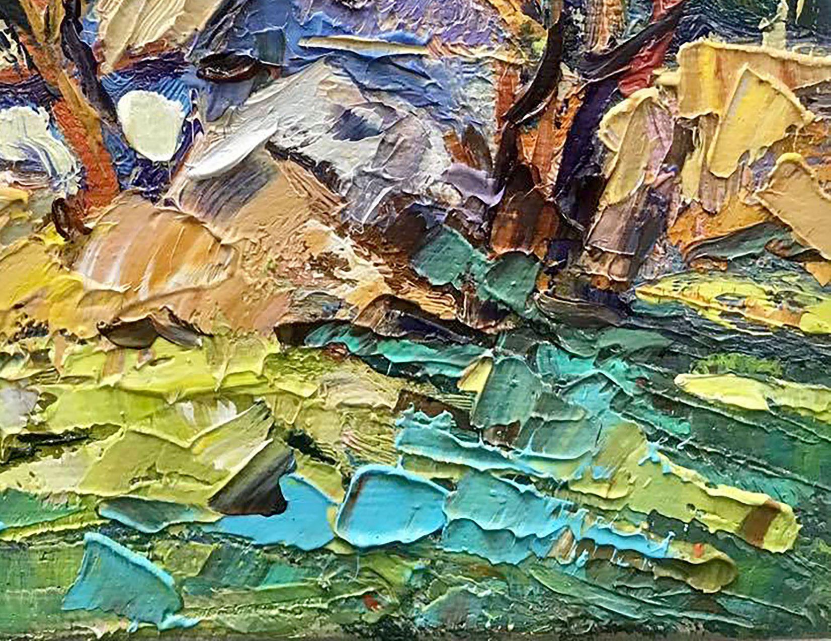 Illuminato dal sole, Impressionismo, Pittura ad olio originale, pronta da appendere in vendita 1