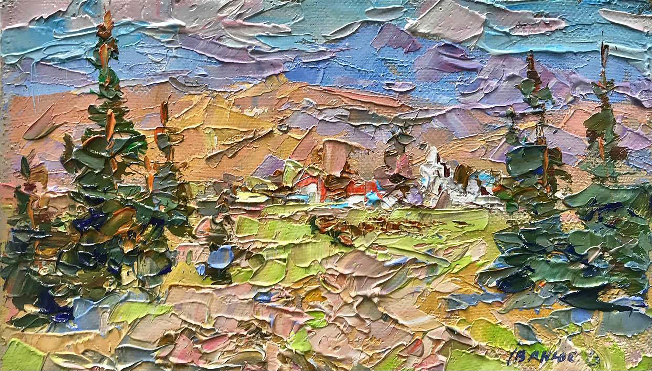 Landscape Painting Alex Kalenyuk   - Mémoires des Carpates, impressionnisme, peinture à l'huile originale, prête à être accrochée