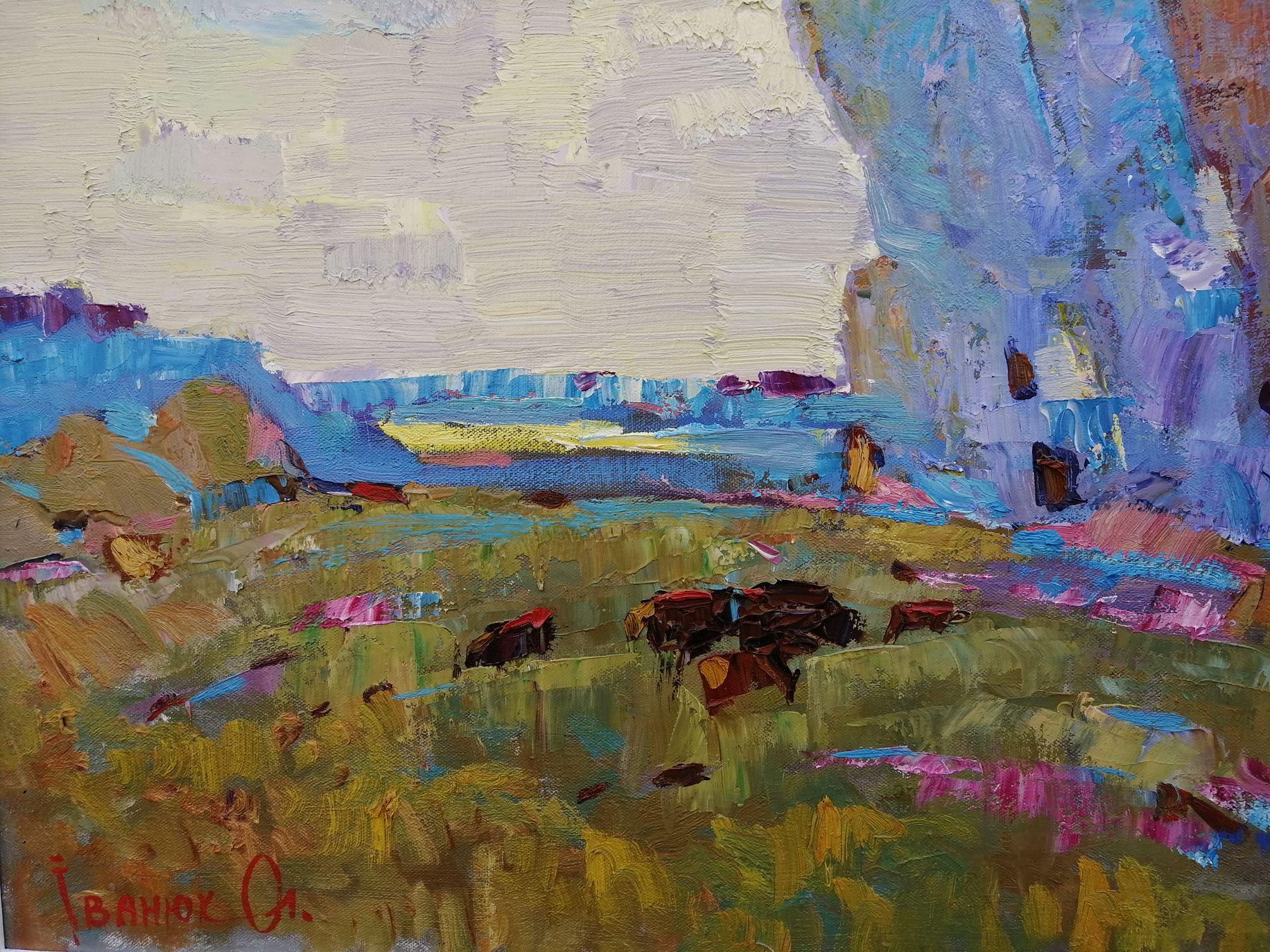 Rugiada mattutina, Impressionismo, Paesaggio, Pittura ad olio originale, pronta da appendere 1