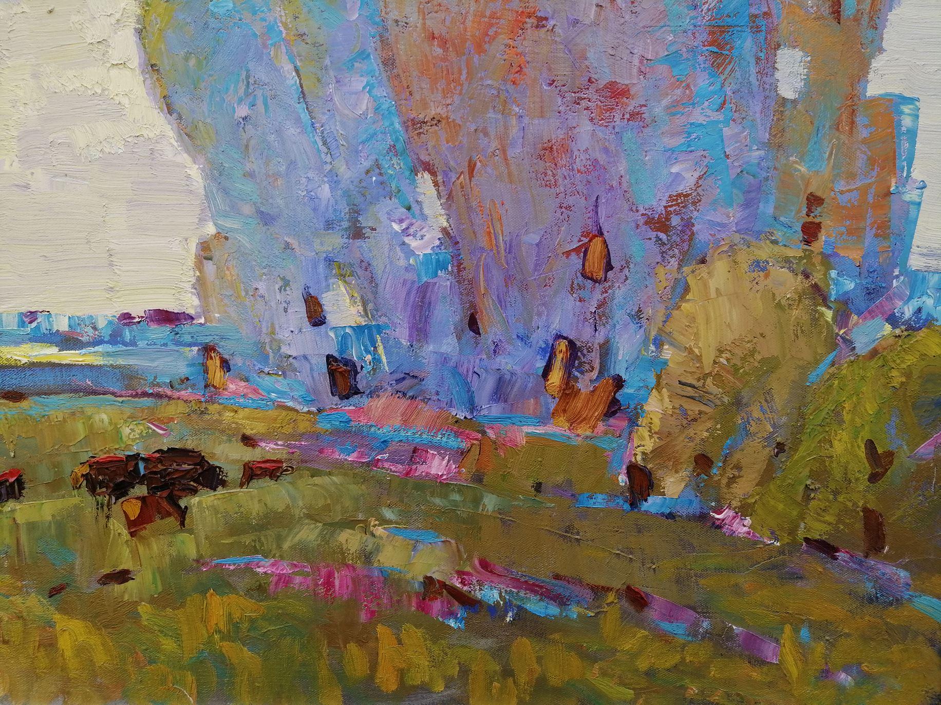 Rugiada mattutina, Impressionismo, Paesaggio, Pittura ad olio originale, pronta da appendere 2